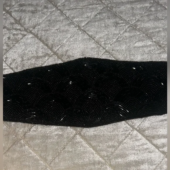 Vintage NOS Anne Klein Black Beaded Belt-Small - Picture 3 of 11